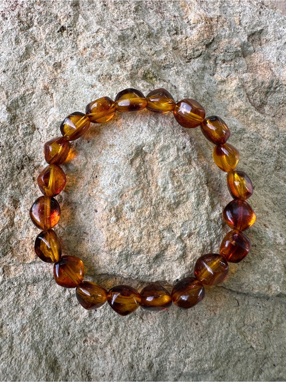 Handcrafted Amber-Tone Beaded Bracelet